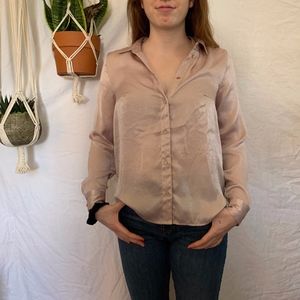 DIVIDED H&M silk pink button down